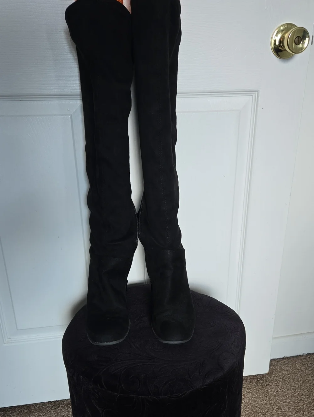 Christian Siriano For Payless Black Over-The-Knee Suede Boots Wide CALF